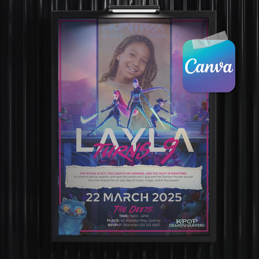 Canva Templates | K-POP Demon Hunters Birthday Invitation
