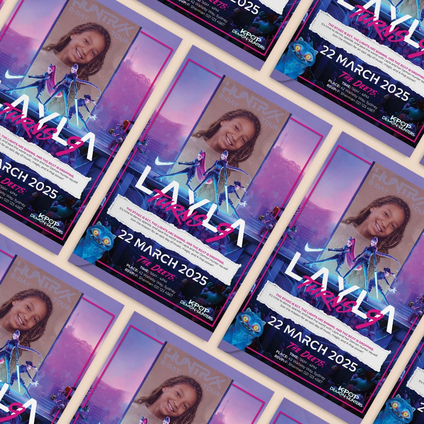 Canva Templates | K-POP Demon Hunters Birthday Invitation